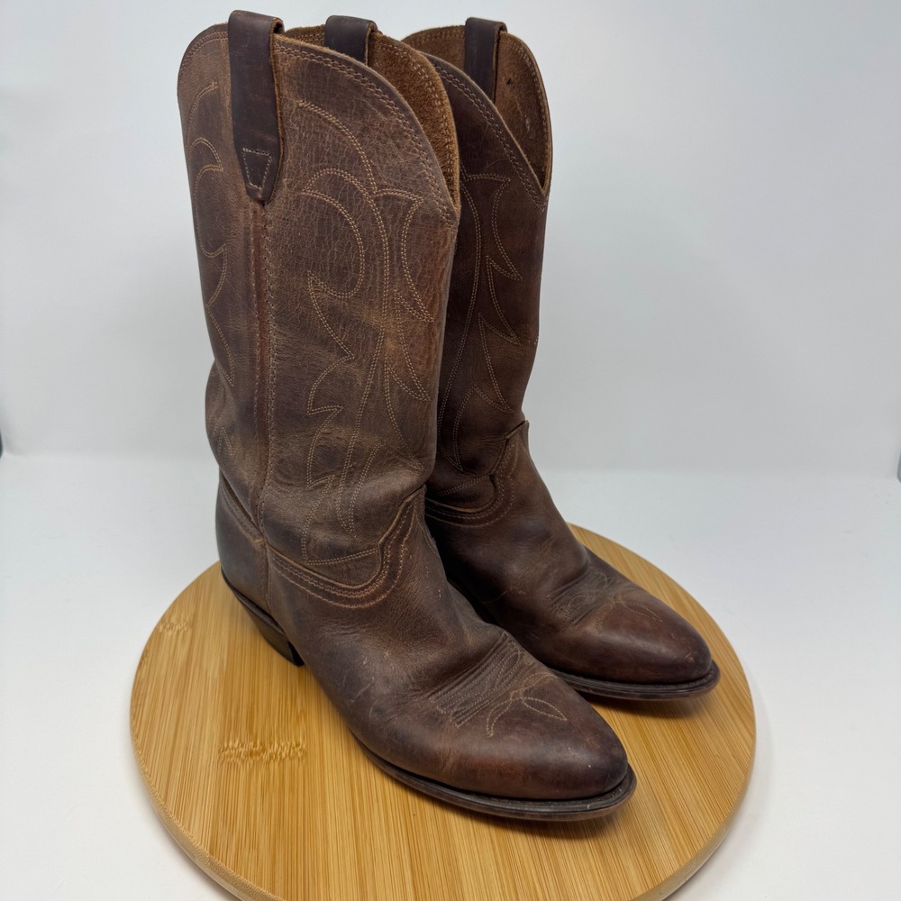 Durango Western Cowboy Boots Womens 8.5M Brown Leather Stitched Pointed Toe 7146